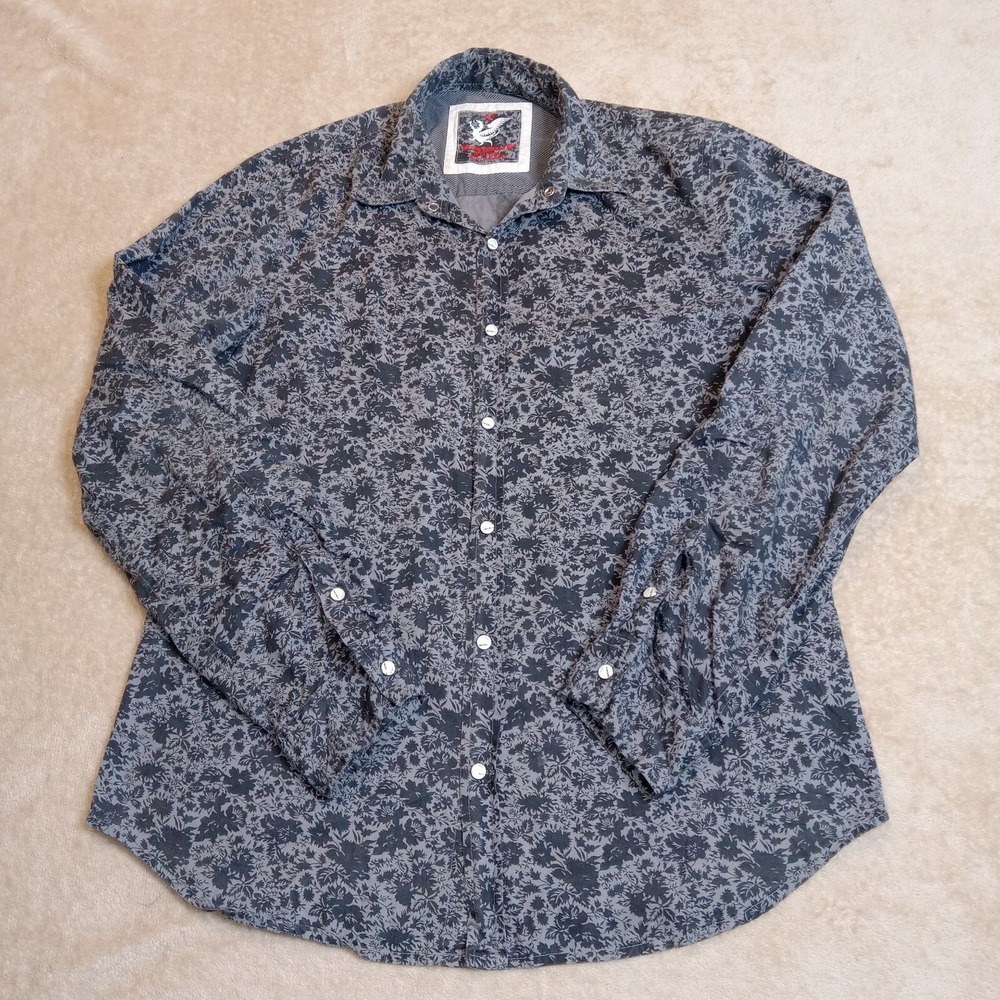 RG512 Men's Large Pearl Snap Long Sleeve Shirt Black